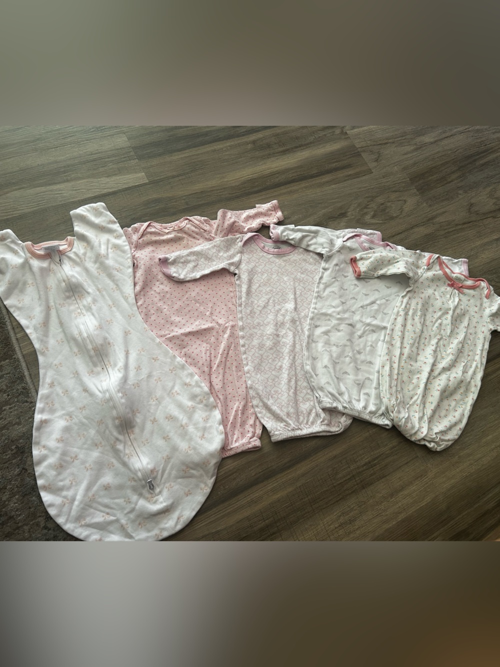 Baby Girls 5-Pack Pink & White Sleepwear Set - Soft Cotton Sleepsuits